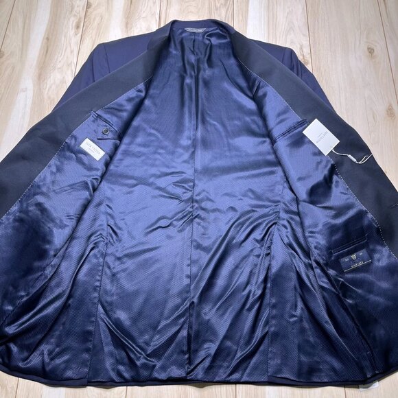Jack Victor Men's Navy Blue Notch Lapel Two-Button Classic Blazer Jacket Size 44 - Picture 3 of 16